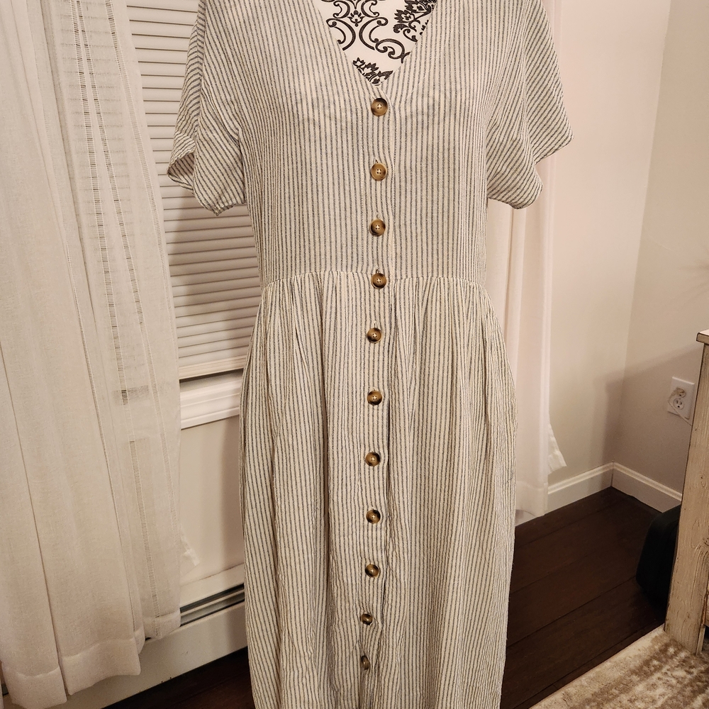 Neuflora Striped Button-Front Midi Dress